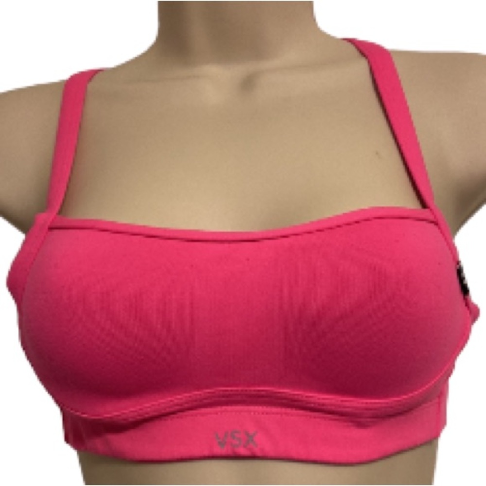 VSX VICTORIAS SECRET Sports Exercise Workout Criss Cross Halter Hot Pink Bra 32A